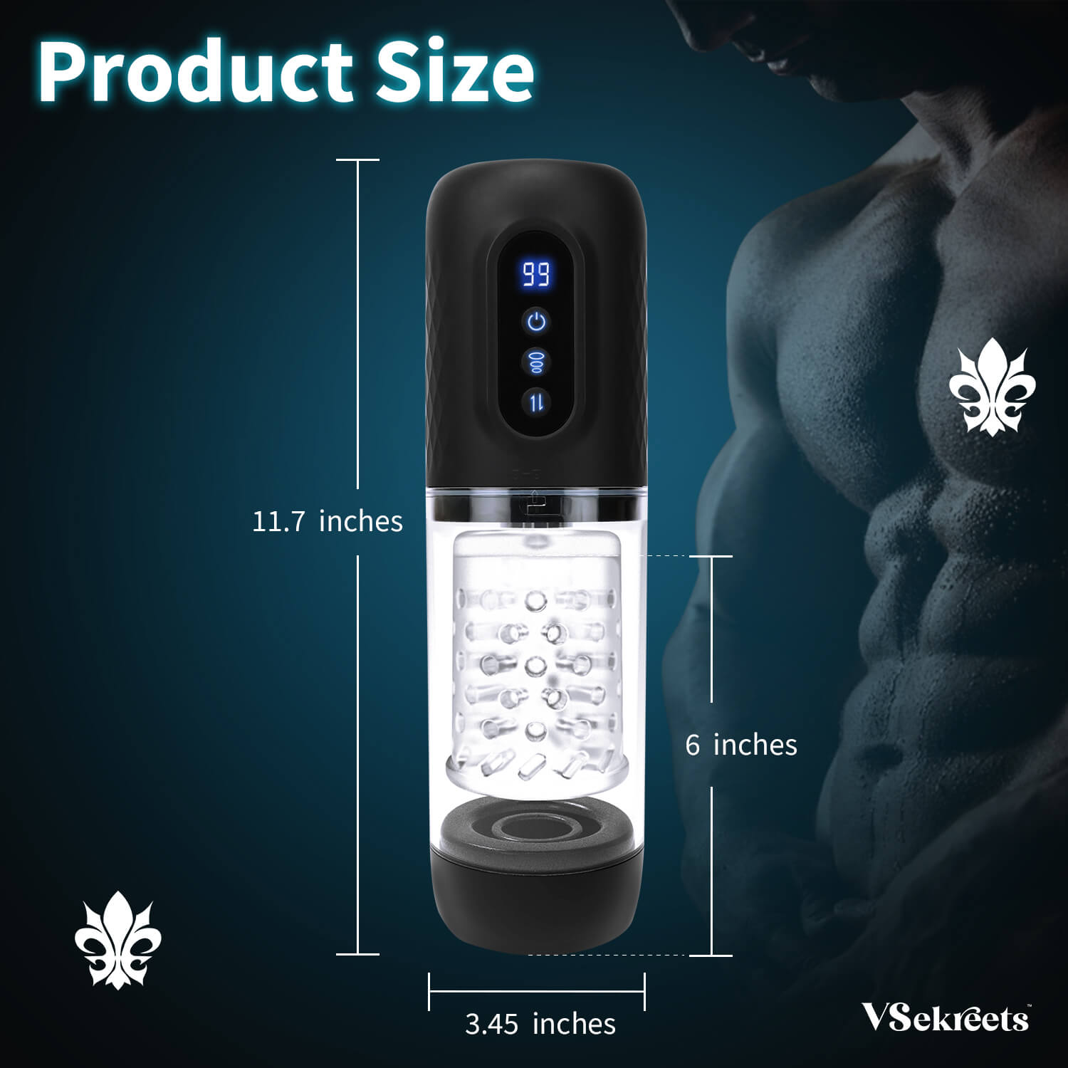 Dimensions of the Valor male masturbation toy.