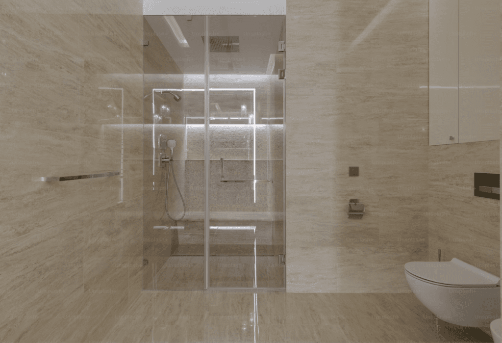 A modern shower stall