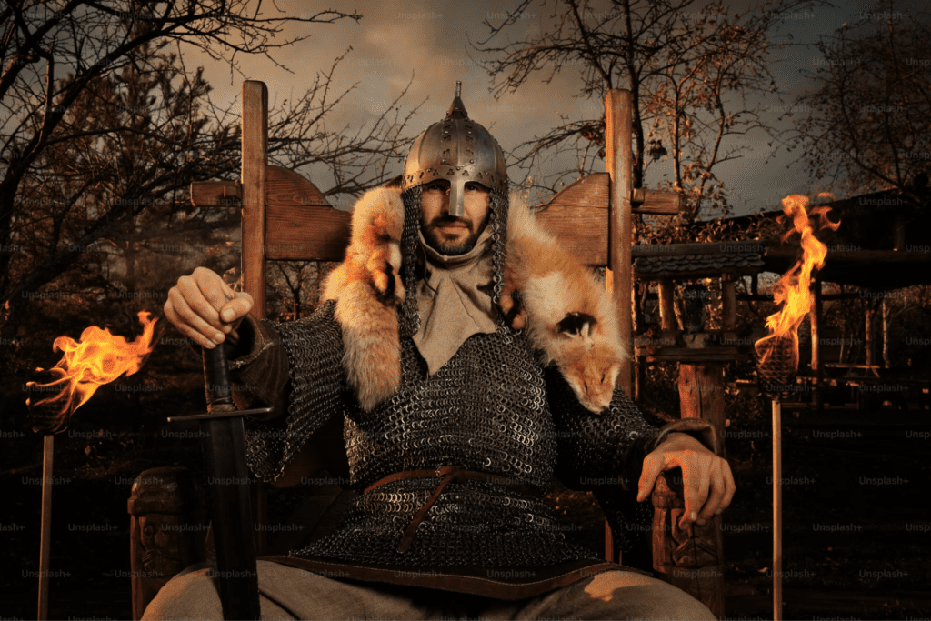 A man role-playing as a knight
