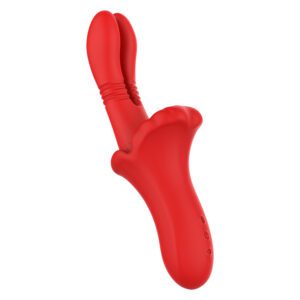 VSekreets | Double Tickler Thrusting Silicone Vibrator With Mouth Clit Stimulator