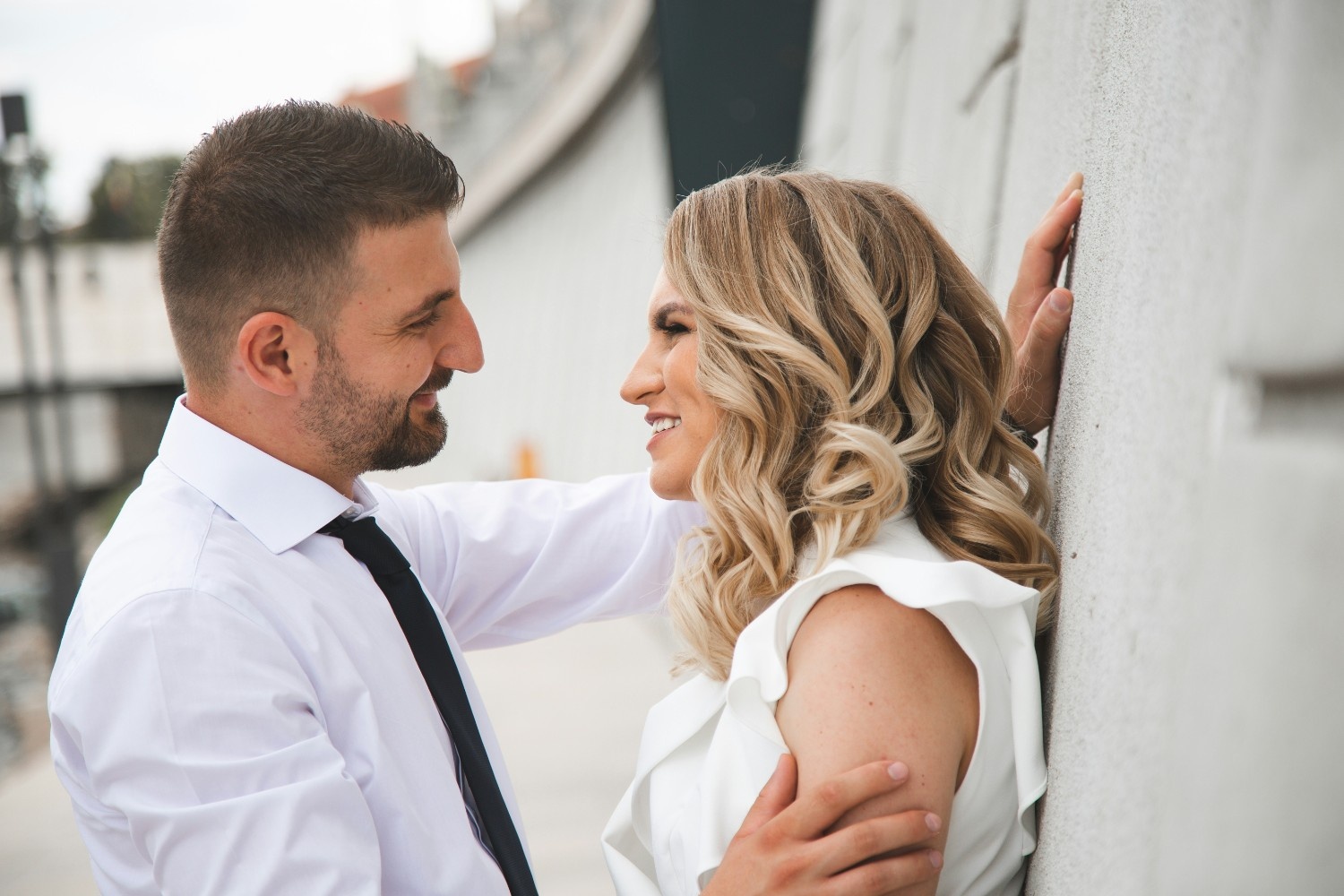 Man and woman maintaining eye contact