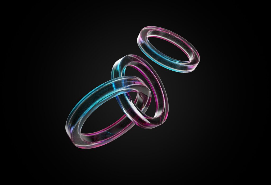 three rings on black background